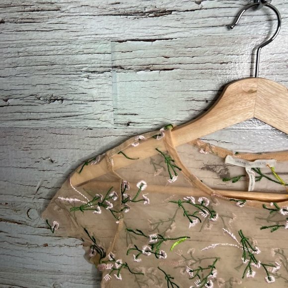 Urban outfitters cream sheer floral tee shirt size small boho festival - Picture 3 of 8